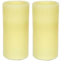 Flameless Cream Pillar Candles (Set of 2)
