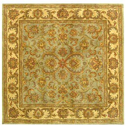 Handmade Heritage Kermansha Green/ Gold Wool Rug (8' Square)