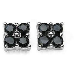 Silver Sapphire Round Stud Earrings