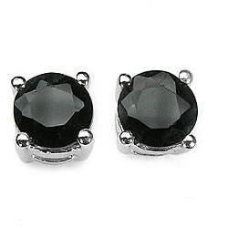 Silver Genuine Sapphire Stud Earrings