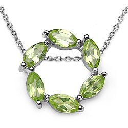 Silver Peridot Marquise Necklace