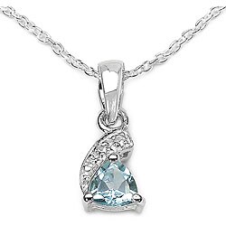 Sterling Silver Blue and White Topaz Necklace