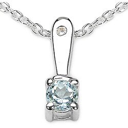 Sterling Silver Blue and White Topaz Necklace