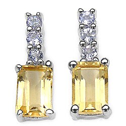 Sterling Silver Citrine and Tanzanite Earrings