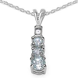 Sterling Silver Blue and White Topaz Journey Necklace