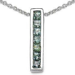 Silver Green Sapphire Pendant