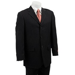 Wall Street Men's Navy Multistripe 3-button Suit