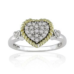Silver and 10k Gold 1/5ct TDW Diamond Heart Ring