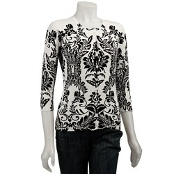 Red Women's Printed Crewneck Cardigan