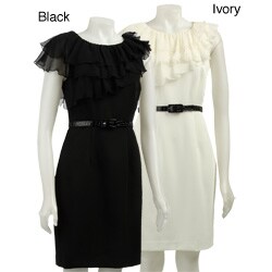 ABS by Allen Schwartz Women's Belted Ruffle Dress