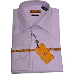 Enzo Tovare Men's Lavender Barrel-cuffed Twill Dress Shirt