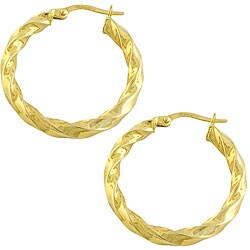 14k Yellow Gold 26 mm Twisted Hoop Earrings