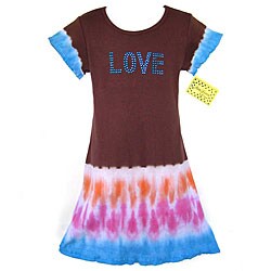 AnnLoren Girl's Love Tie-dyed Boutique Cap-sleeve Dress