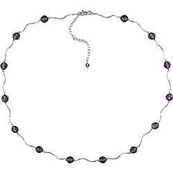 Sterling Silver Purple Crystal Bead Necklace