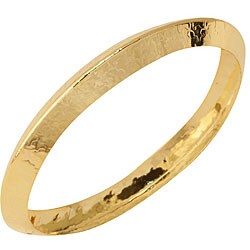 Goldtone Knife Edge Hammered Bangle Bracelet
