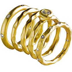14k Goldplated Freeform Cubic Zirconia Bands (Set of 5)