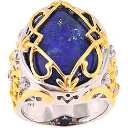 Michael Valitutti Palladium-plated Silver Lapis and White Sapphire Ring