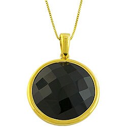 18k Gold over Silver Black Onyx Necklace