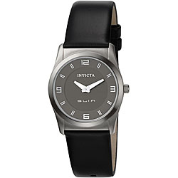 Invicta Women's Slim Black Leather Watch