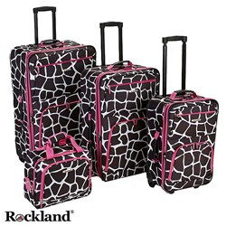 Rockland Deluxe Giraffe/Pink 4-piece Luggage Set