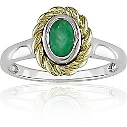 10k Two-tone Gold Emerald Ring