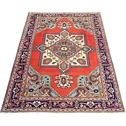 Persian Heriz Red/ Blue Rug (7'4 x 10'7)