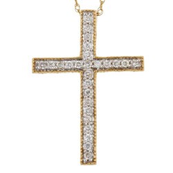 14k Yellow Gold 1/4ct TDW Diamond Cross Pendant