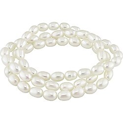 White FW Rice Pearl Elastic Bracelets (6-7 mm) (Set of 3)
