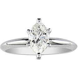 14k Gold 1ct TDW Marquise Diamond Solitaire Ring (I-J, I1)