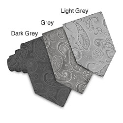 O.H.H.A. Grey Paisley Woven Silk Tie