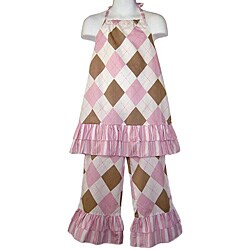 Ann Loren Boutique Pink Argyle Halter Capri Set
