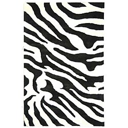 Handmade Soho Zebra Wave Beige/ Black N. Z. Wool Rug (3'6 x 5'6)