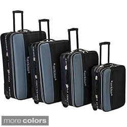 Rockland Polo Equipment Black 4-piece Luggage Set