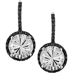 10k Gold 1/4ct TDW Black Diamond and Crystal Earrings