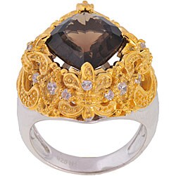Michael Valitutti Silver/ Vermeil Quartz/ Sapphire Ring