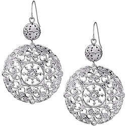 Nexte Silvertone Filigree Ball and Disc Earrings