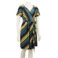 Max & Cleo Women's Striped Wraparound Dress