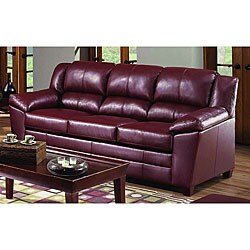 Simmons Paris Wine Leather Sofa