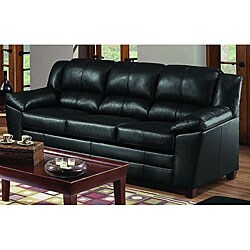 Simmons Paris Black Leather Sofa
