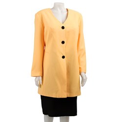 Justin Taylor Women's Plus Size Collarless Skirt Suit