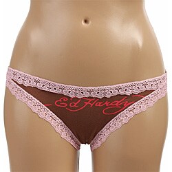 Ed Hardy Intimates Brown/ Sword Rose Bikini Panties