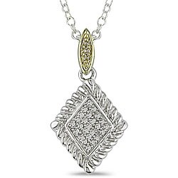 Silver and 10k Gold 1/10ct TDW Diamond Necklace