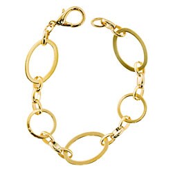 14k Gold Overlay Oval and Round Chain Bracelet