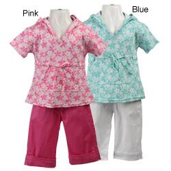 FINAL SALE Coney Island Girl's Hooded Flower Capri's Set