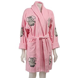 Aegean Apparel Pink Elephant Applique Bathrobe
