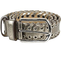 Prada Women's Gold Leather Whipstitched Belt