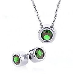 Sterling Silver Peridot Earrings/Pendant 18