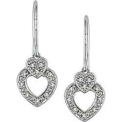 10k White Gold 1/10ct TDW Diamond Heart Earrings