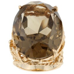 14k Yellow Gold Olive Quartz Cocktail Ring (Size 5.75)