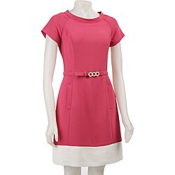 Ellen Tracy Women's Pink Belted Crepe Dress